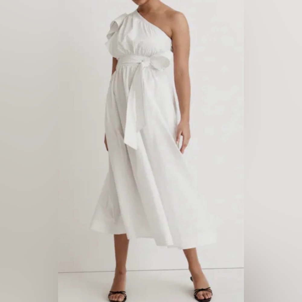 Madewell One-Shoulder White Midi Dress